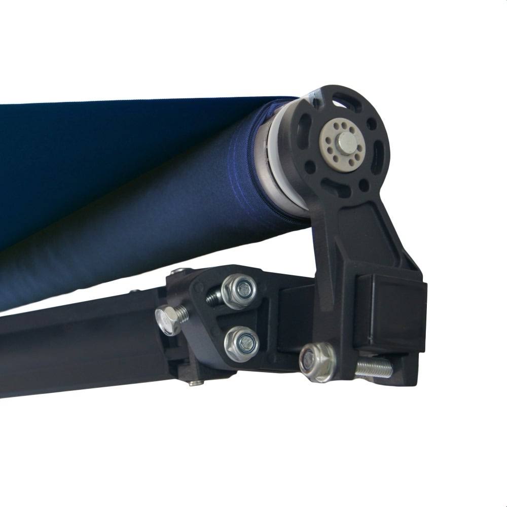 Black Frame Retractable Patio Canopy Awning Blue J1849