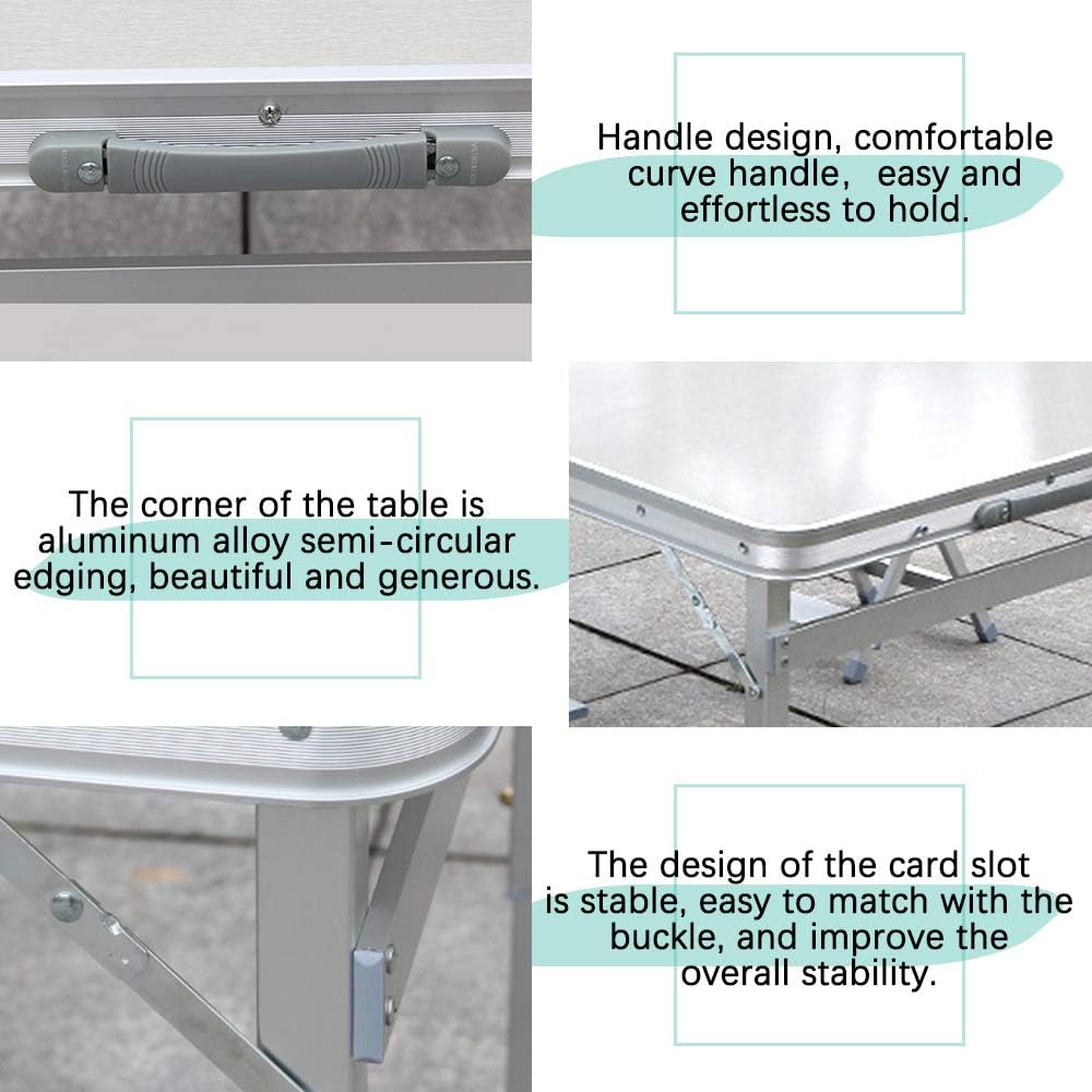 Folding Picnic Table with 4 Seats, Aluminium Alloy Portable Desk Bench B207231