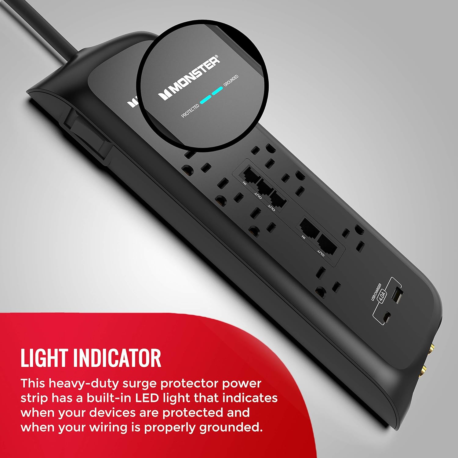 Power Strip Surge Protector with USB Ports, 8 Plug-ins and 2 USB, Pack of 2 D642081