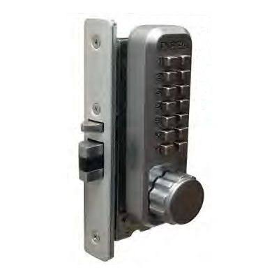 Mechanical Keyless Narrow Stile Latch with Double Sided Combination - Satin Chrome E2532