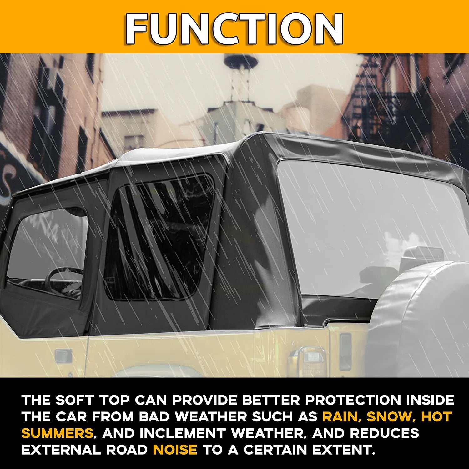 Convertible Soft Top Sailcloth for 1987-1995 Jeep Wrangler YJ Black 2 Door A30994