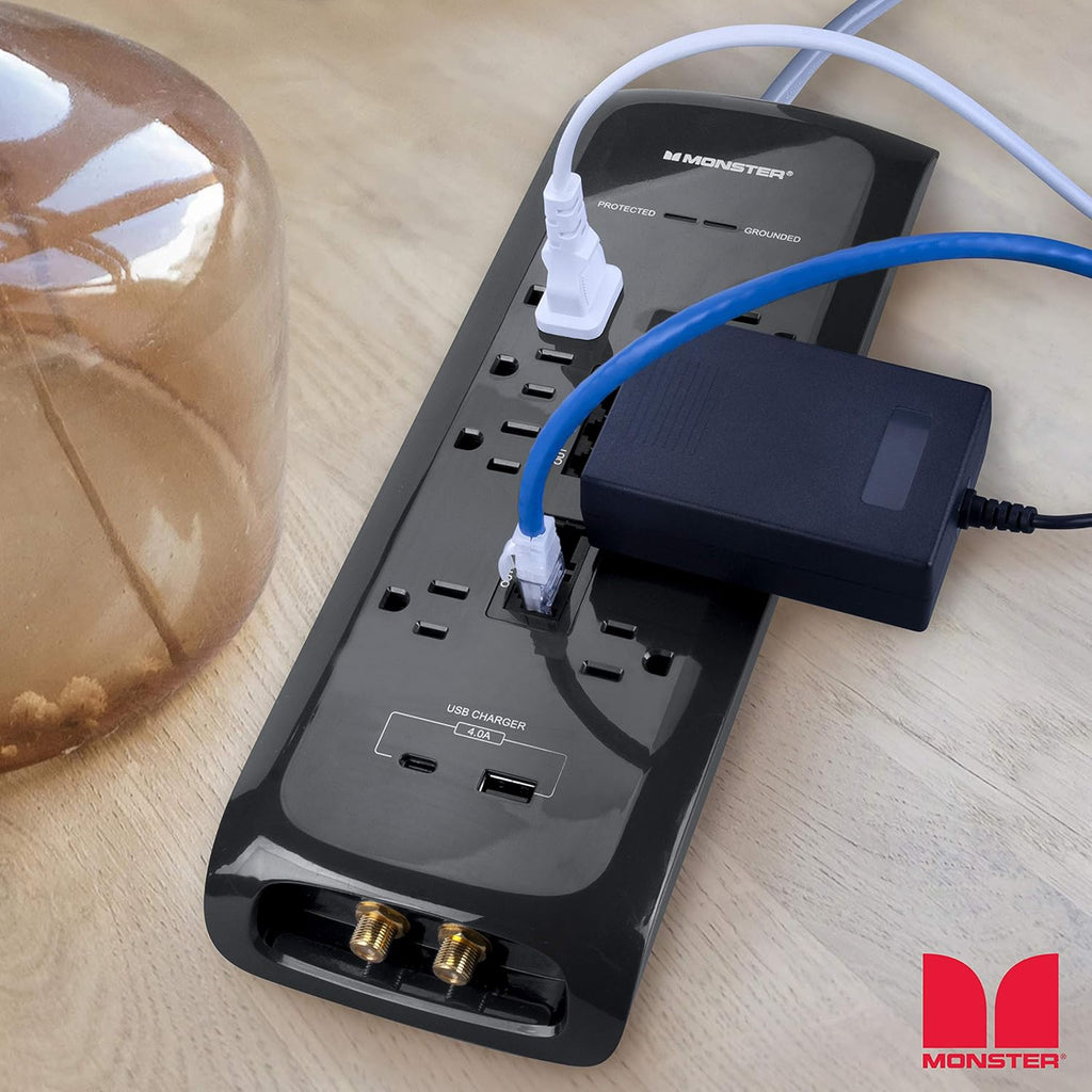 Power Strip Surge Protector with USB Ports, 8 Plug-ins and 2 USB, Pack of 2 D642081
