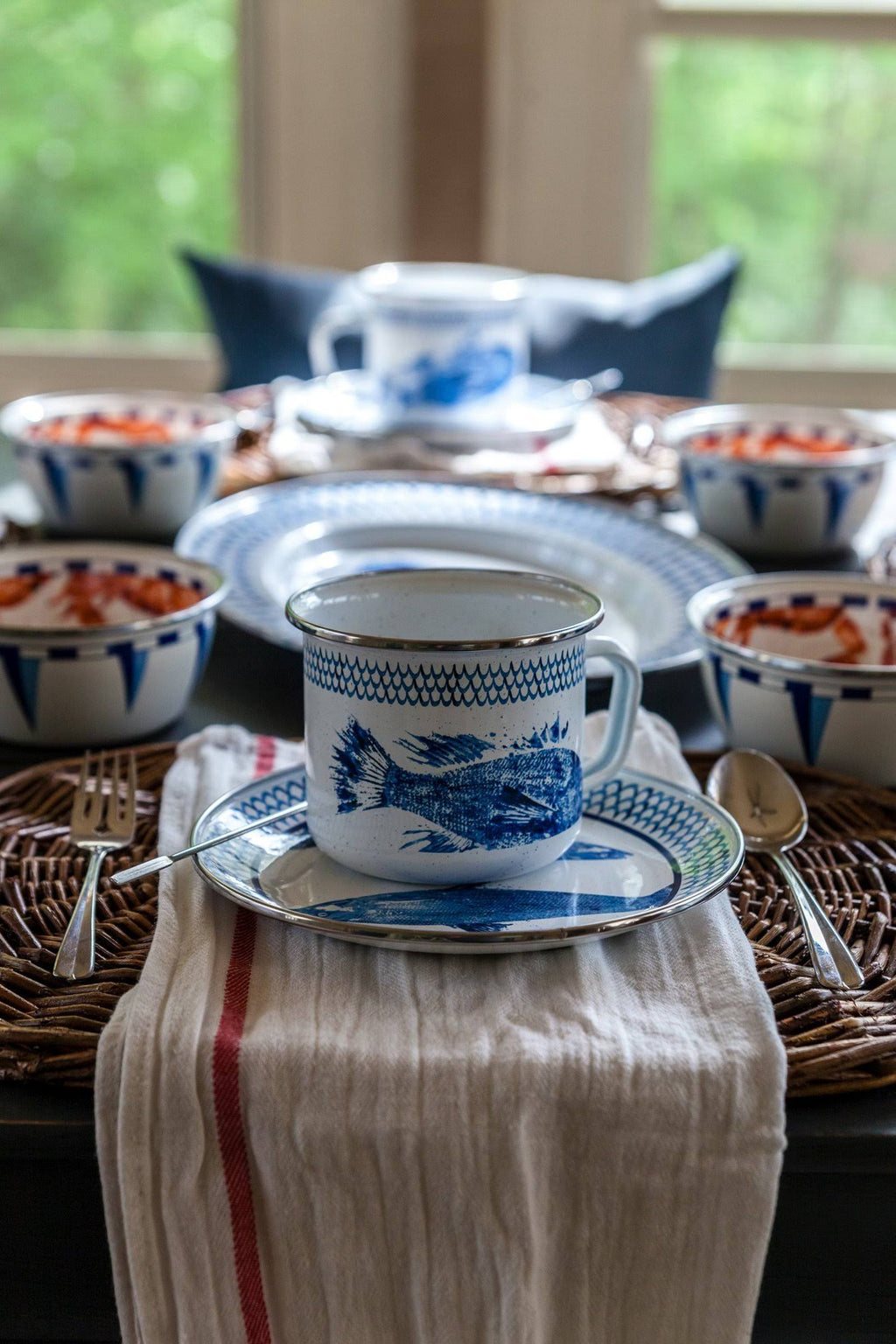 Blue Enamelware Sandwich Plates, Set of 4 P89892