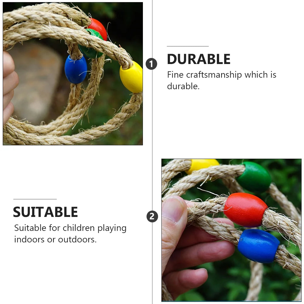Natural Rope Ring Toss Game Toy 8 PCS Z24636