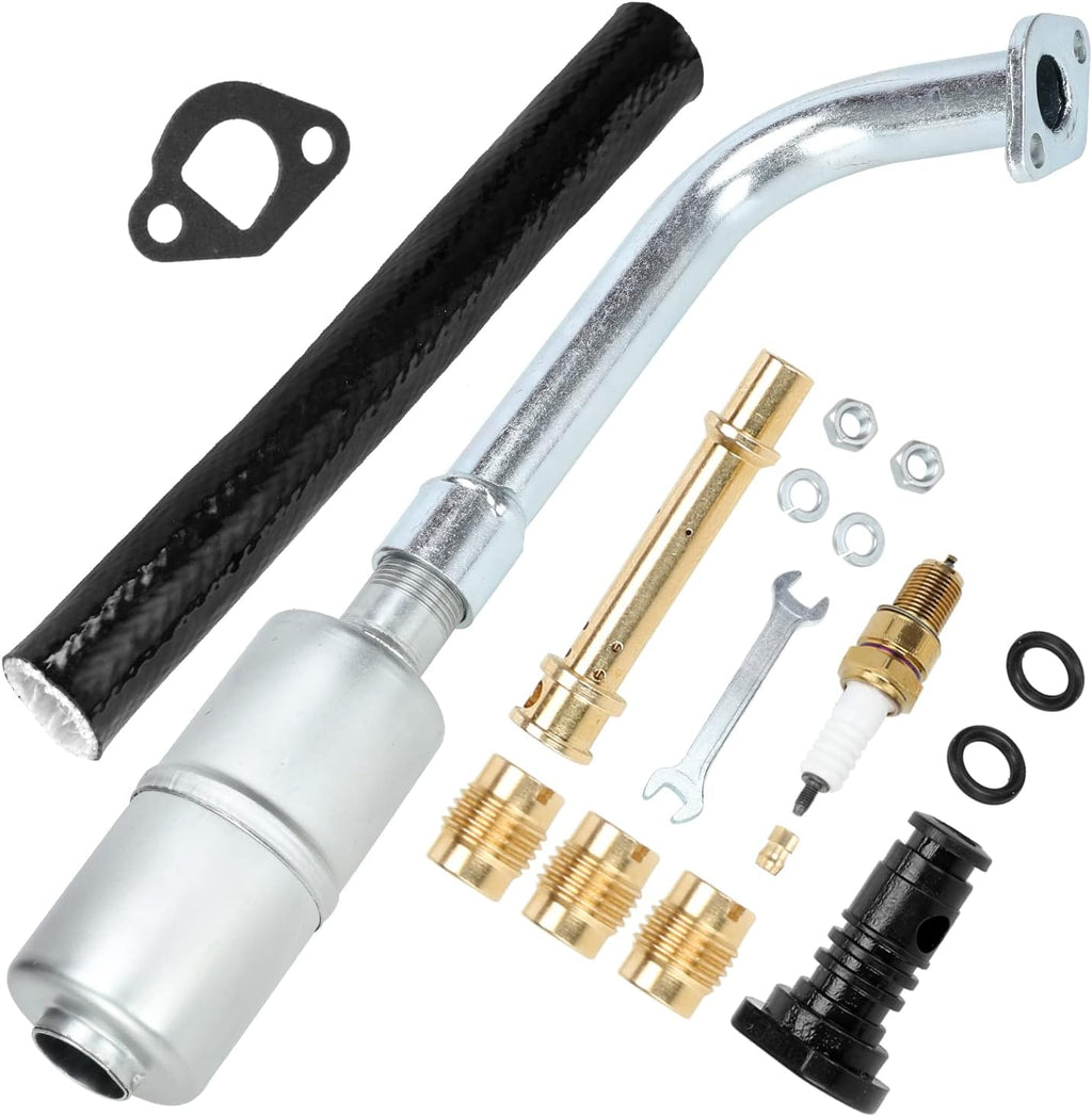 Upgrade Exhaust Pipe Muffler Jet Kit with Heat Shield for 212cc 196cc 6.5hp Go Kart Engine Mini Bike Pack of 2 X1977