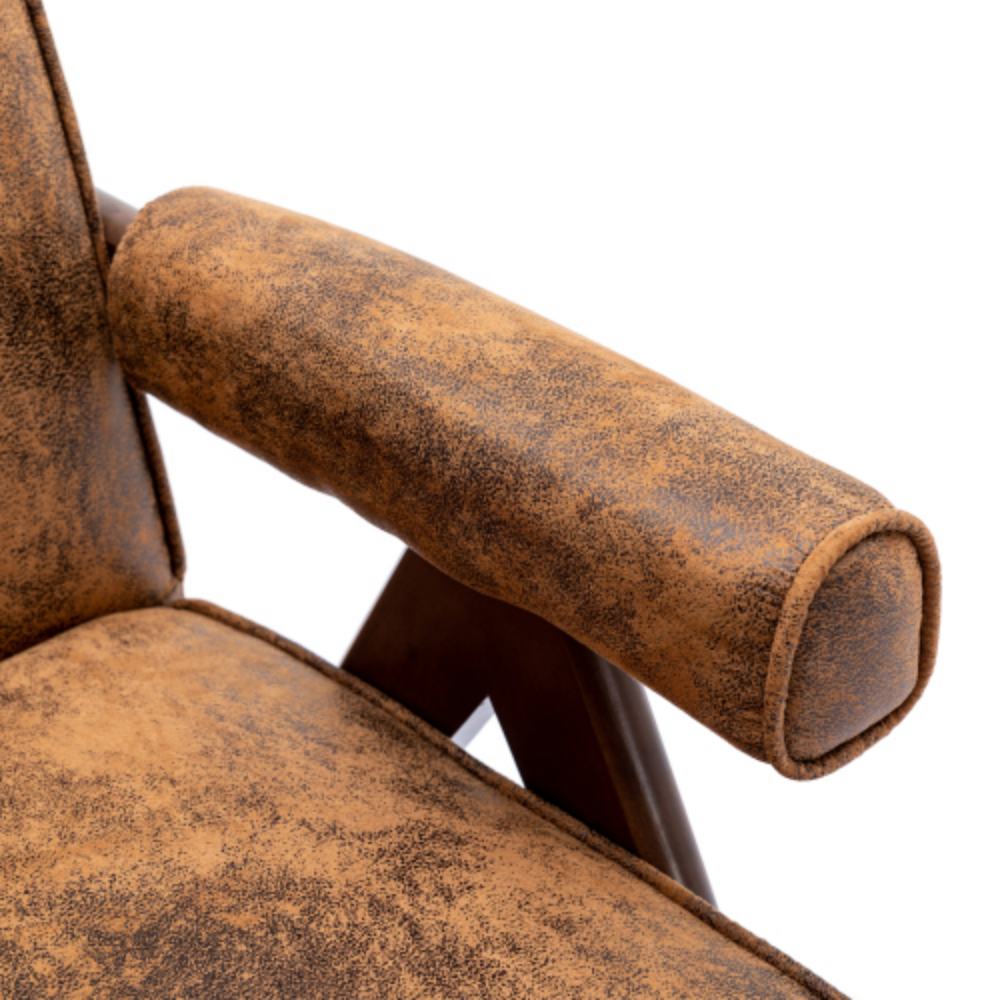 Mid-Century Modern Accent Chair with Solid Wood Armrest and Feet L205