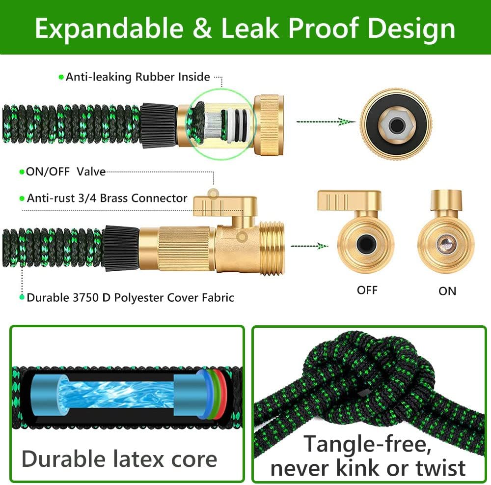 Expandable Garden Hose 75FT Pack of 2 with Spray Nozzle C435