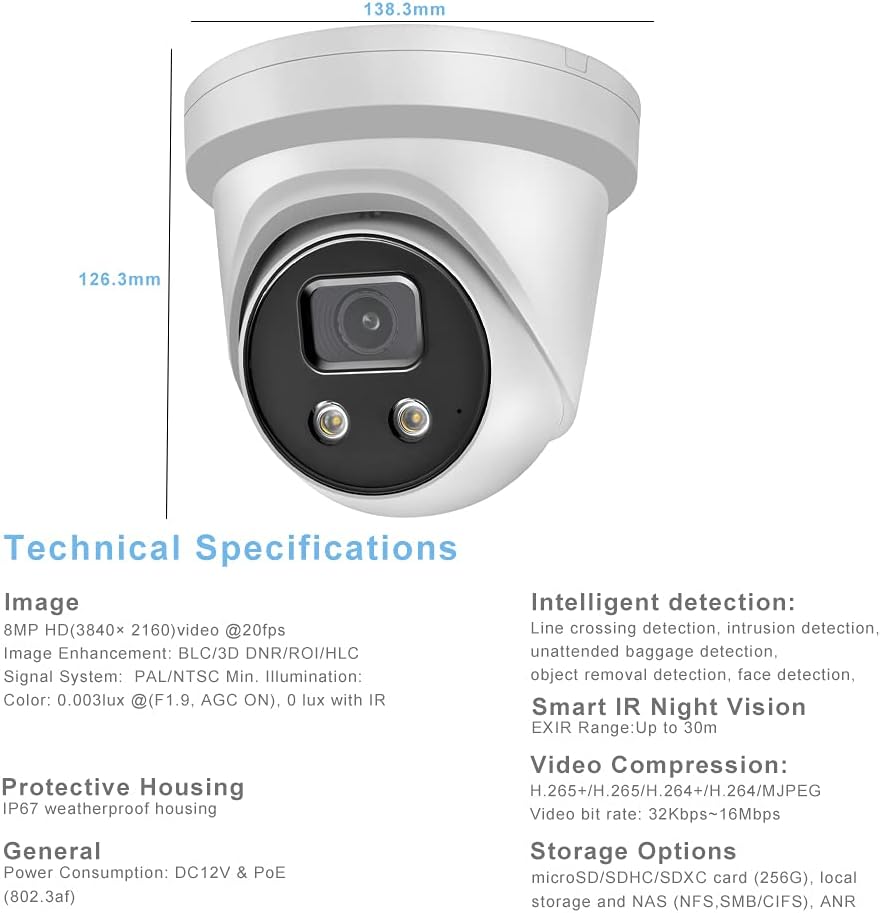 4K POE IP Camera with Built-in Microphone Q85457