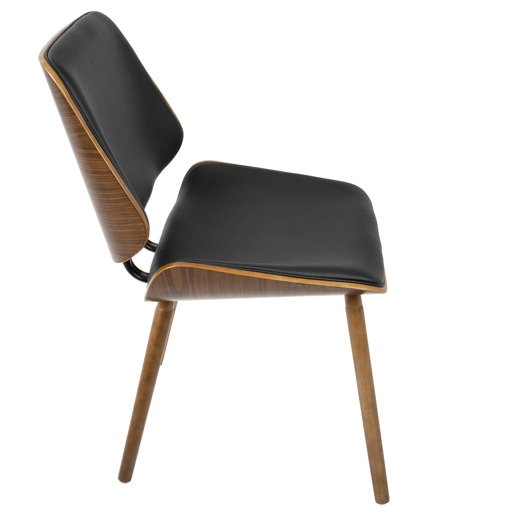 Walnut Black Faux Leather Dining/Accent Chair Set of 2 M4390