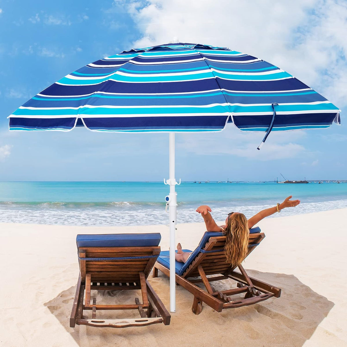 6.5FT Beach Umbrella with Carry Bag E310912