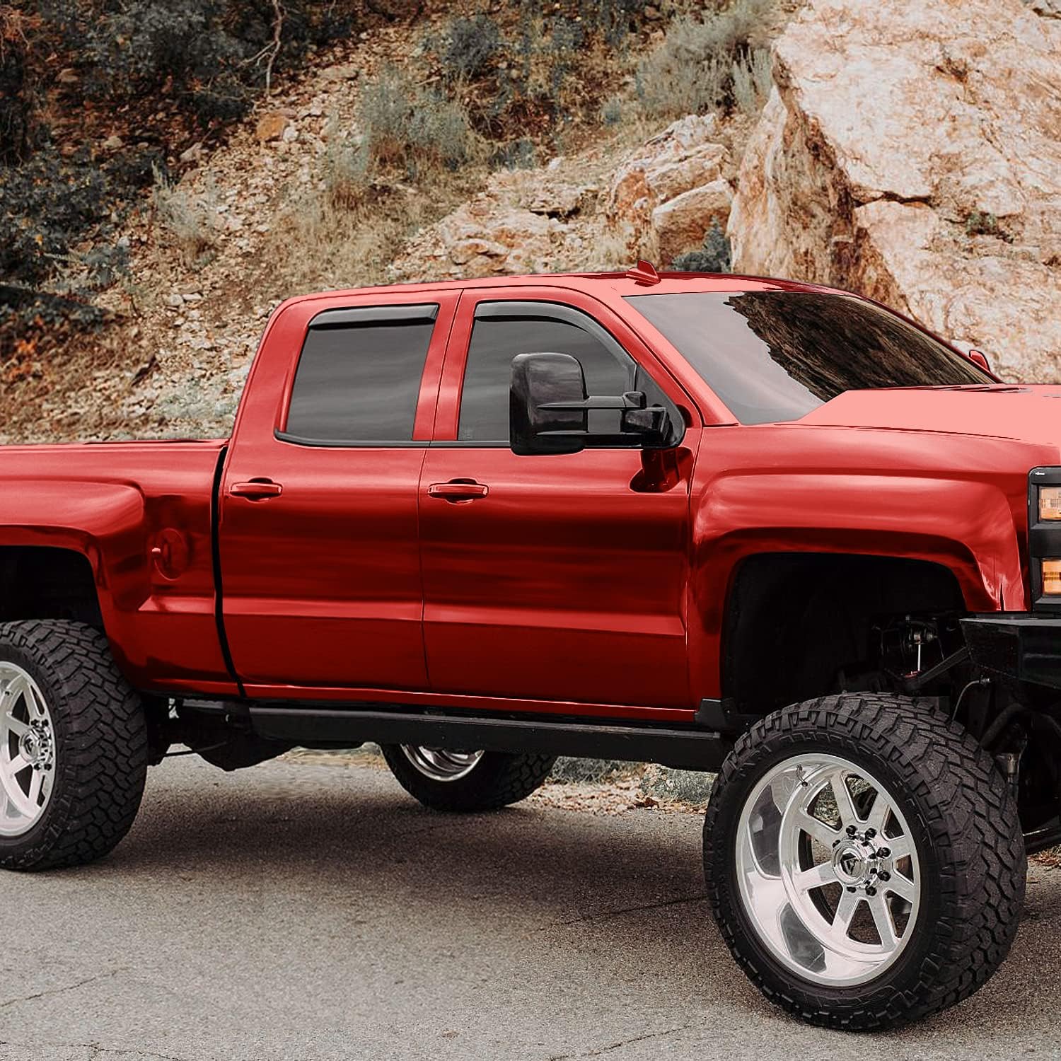 Rain Guards for Trucks Chevrolet Silverado GMC Sierra 2014-2018 Crew Cab, 4 Pieces H91272