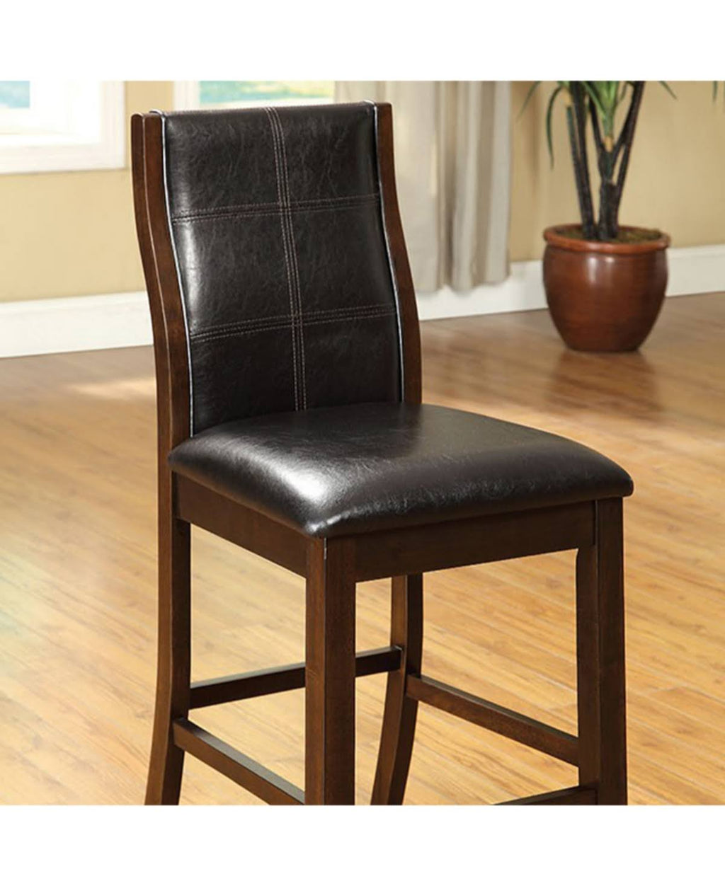 Leatherette Parson Chair Counter Height Chair, Set of 2 N477472