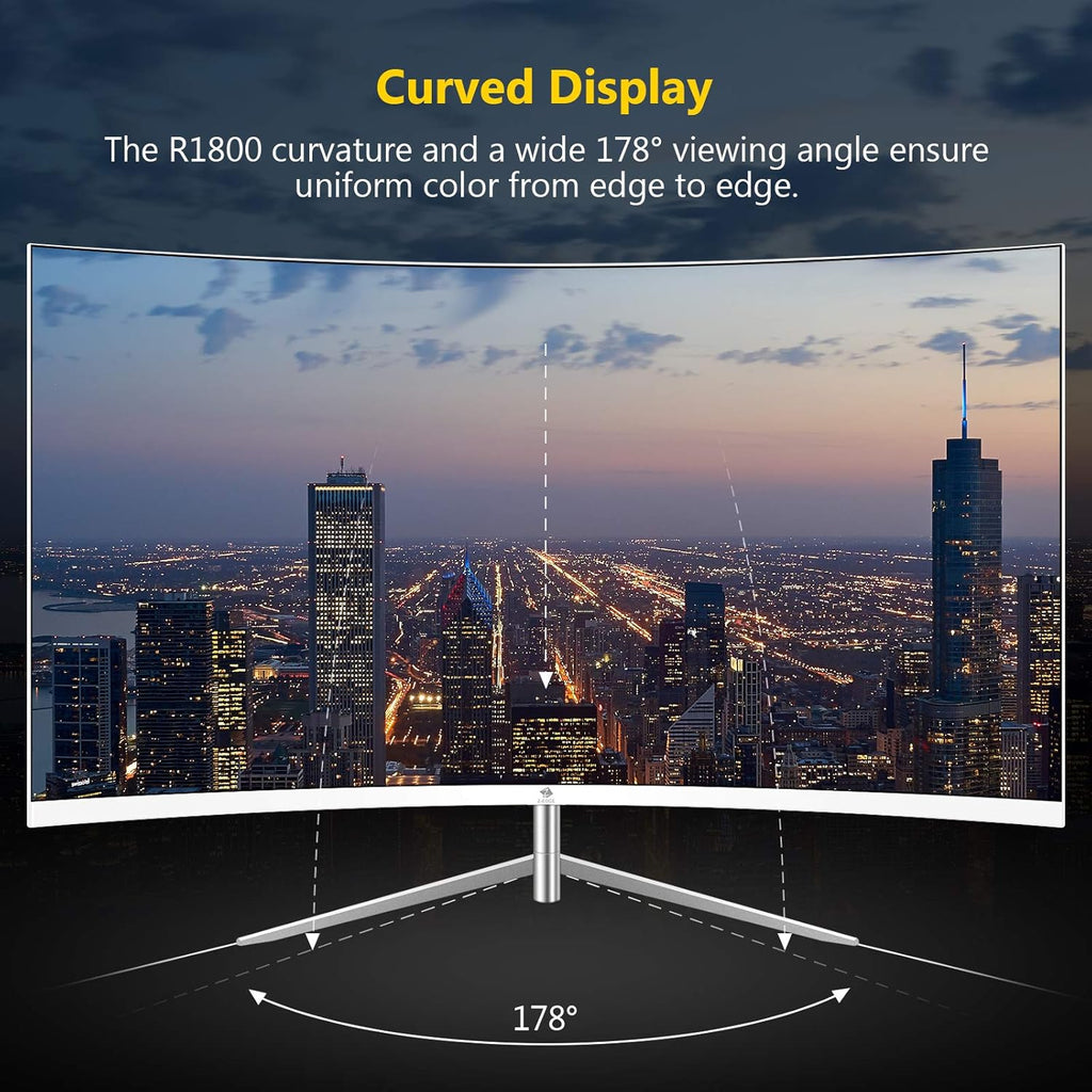 27-inch Curved Gaming Monitor, Full HD 1080P LED, 75Hz Refresh Rate, Built-in Speakers, VGA+HDMI A593026