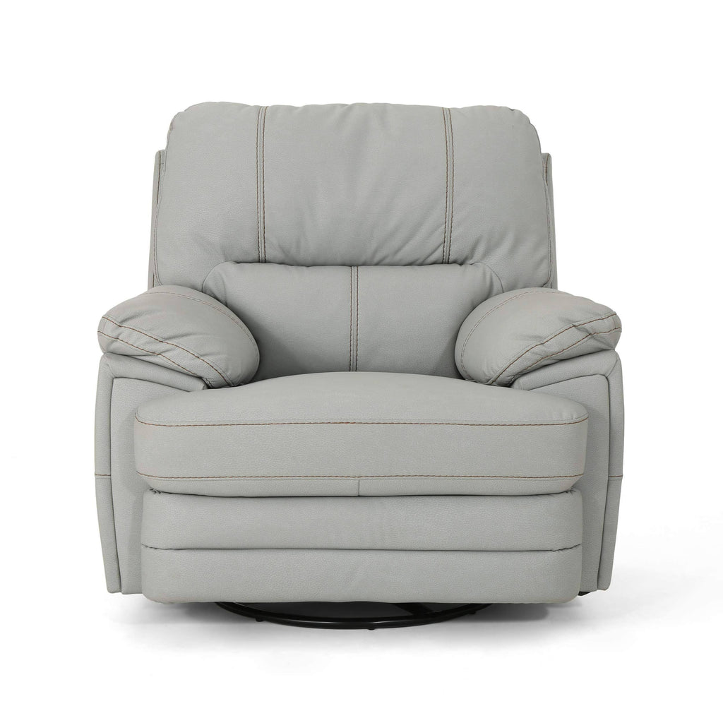 Light Grey Leather Swivel Power Recliner H437226