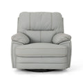 Light Grey Leather Swivel Power Recliner H437226