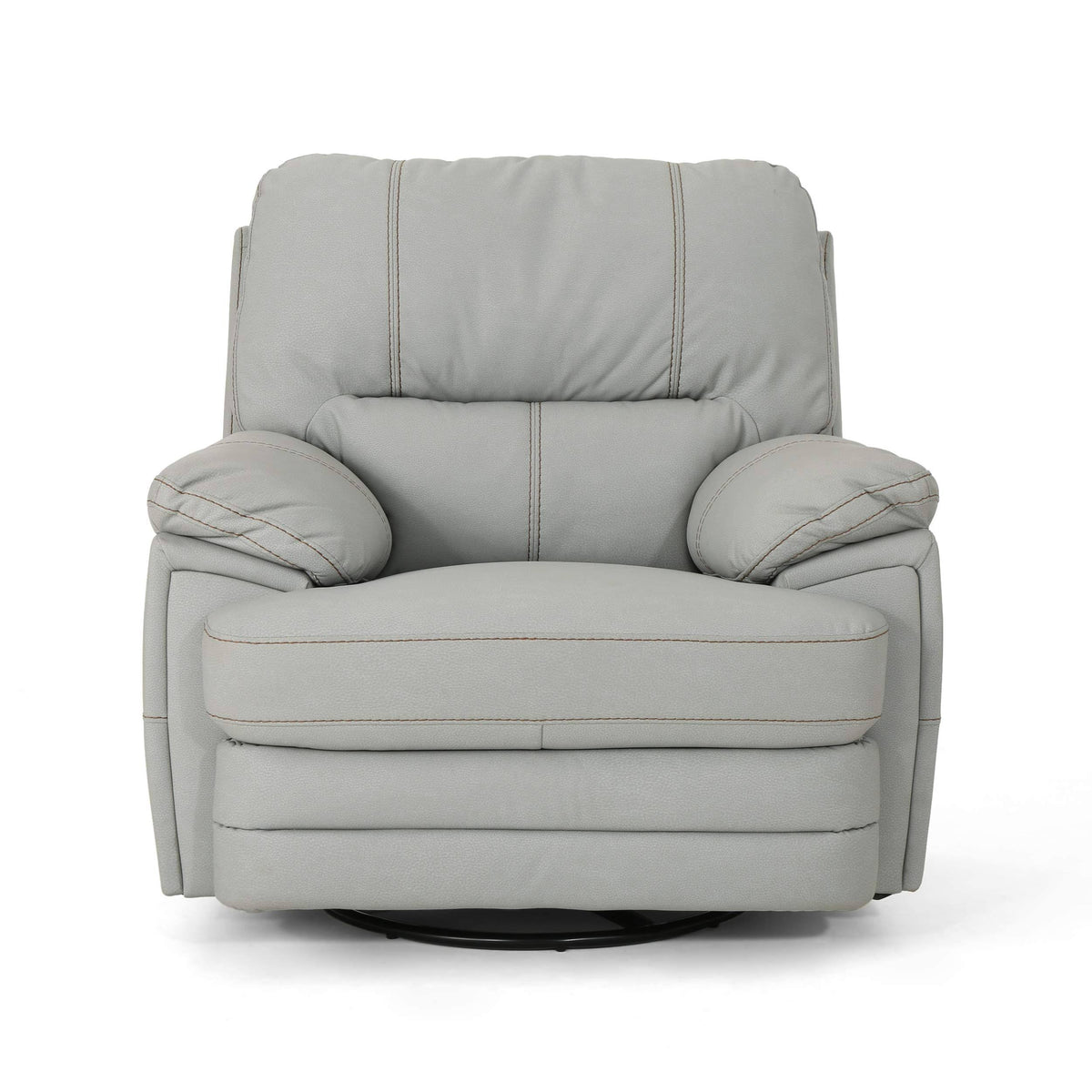 Light Grey Leather Swivel Power Recliner H437226
