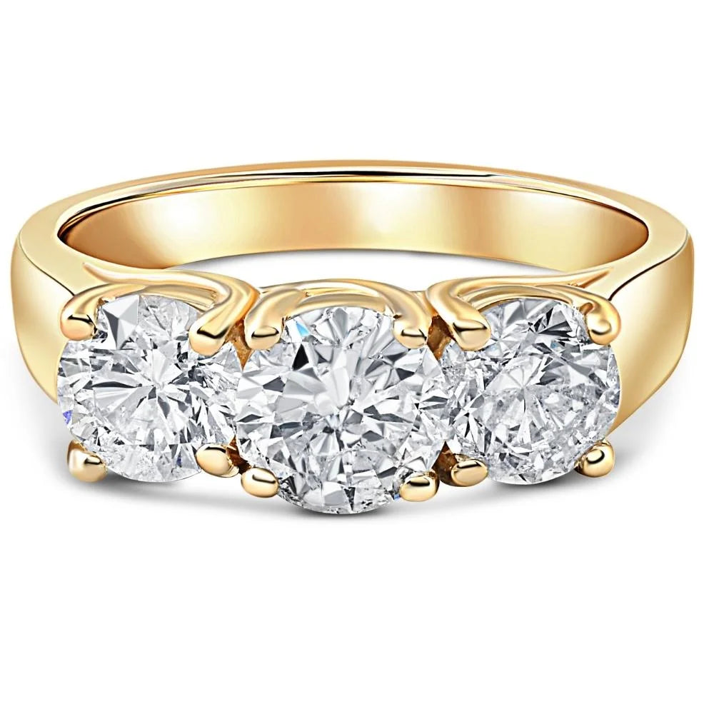 3ct Diamond Three Stone Ring 14k Yellow Gold U906