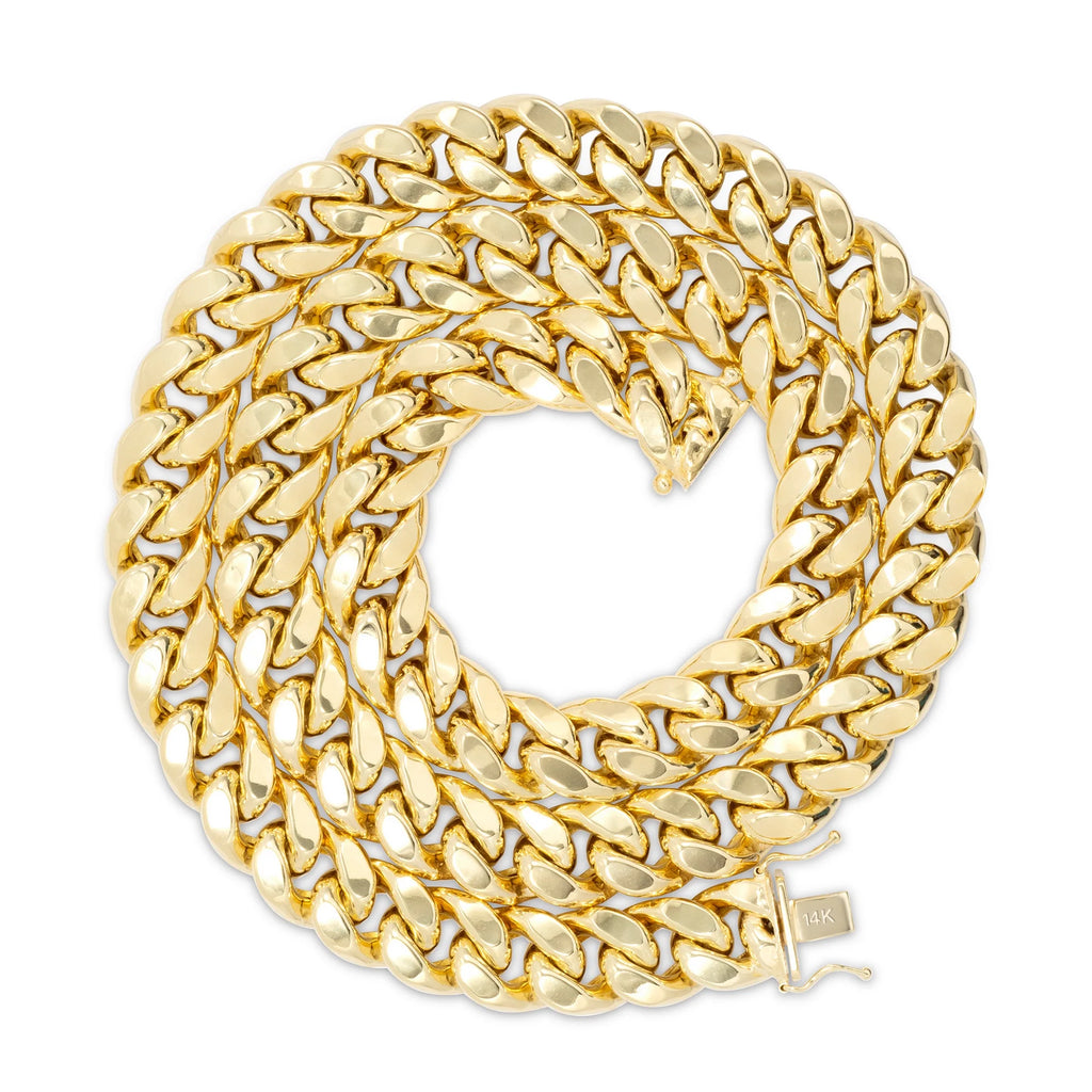 14k Yellow Gold Miami Cuban Link Chain Necklace 20" - 30" W193