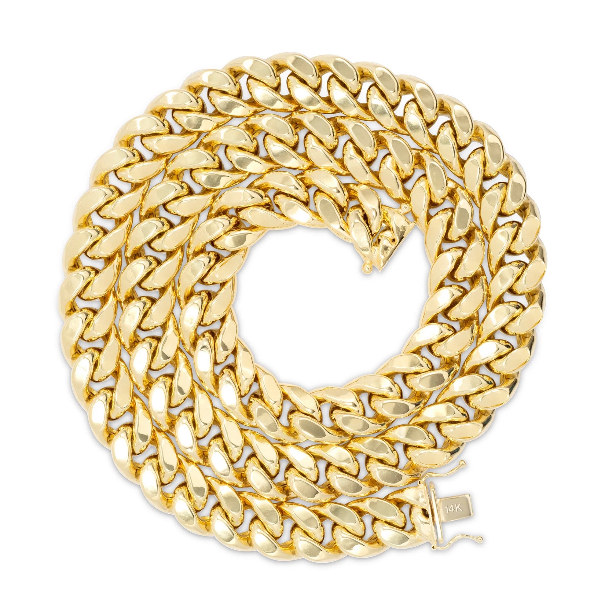 14k Yellow Gold Miami Cuban Link Chain Necklace 20" - 30" W193