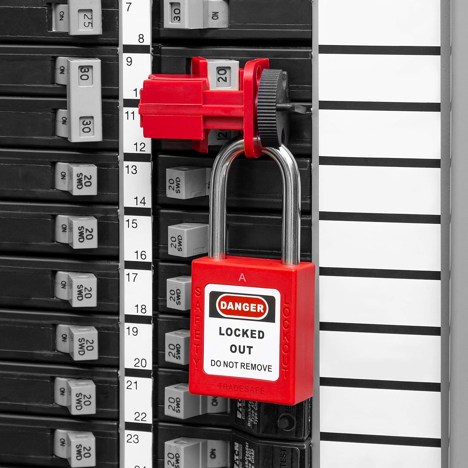 Red Keyed Alike Padlocks, 10 Pack, Stainless Steel Shackle F706295