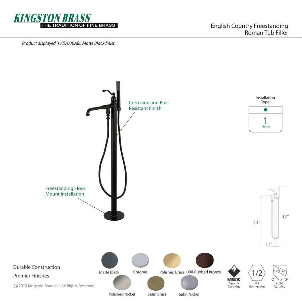 Brushed Brass Freestanding Tub Faucet with Hand Shower I13060