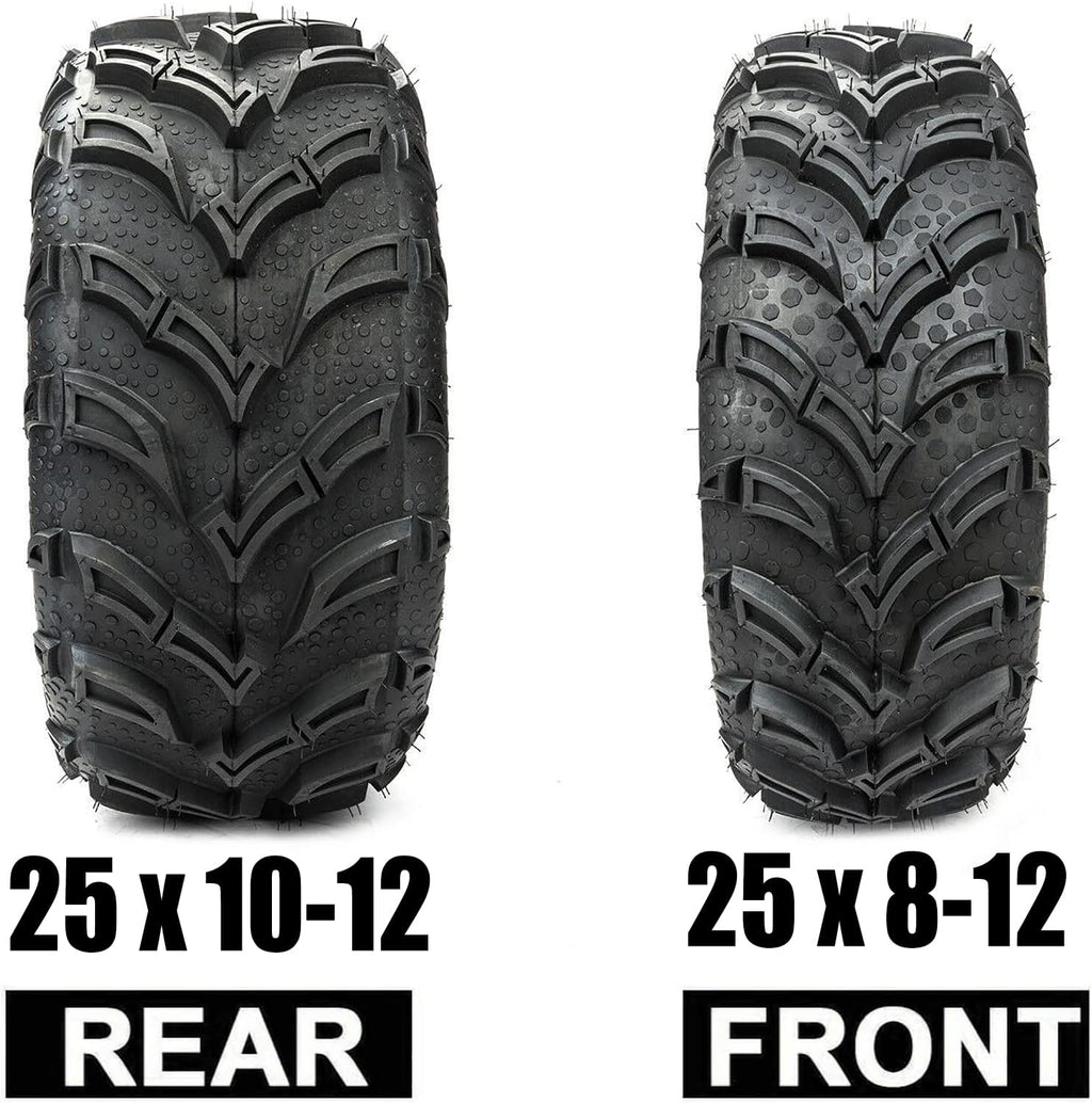 Set of 4 ATV UTV Tires 25x10-12 Rear & 25x8-12 Front Tubeless 6PR G768