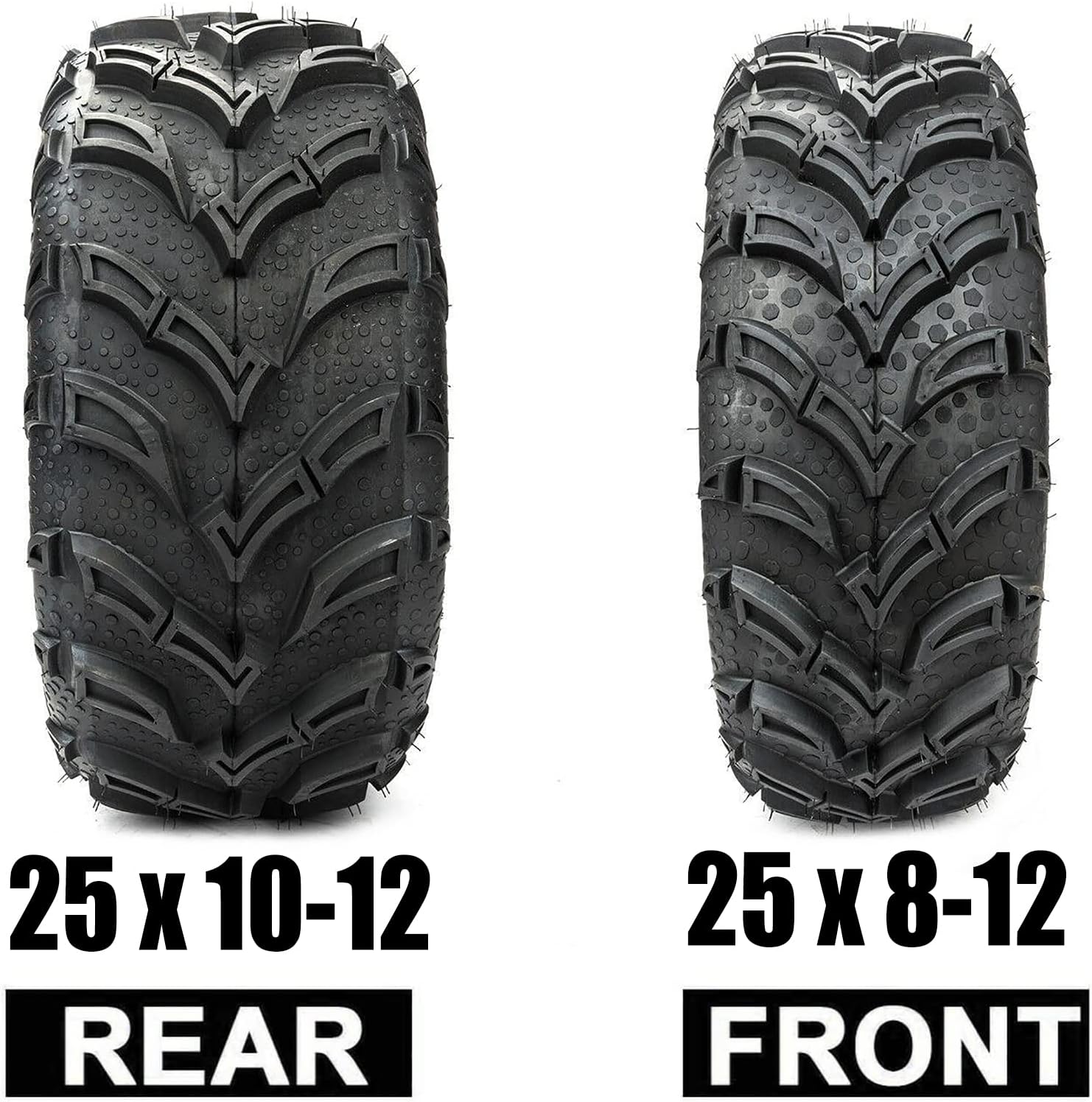 Set of 4 ATV UTV Tires 25x10-12 Rear & 25x8-12 Front Tubeless 6PR G768