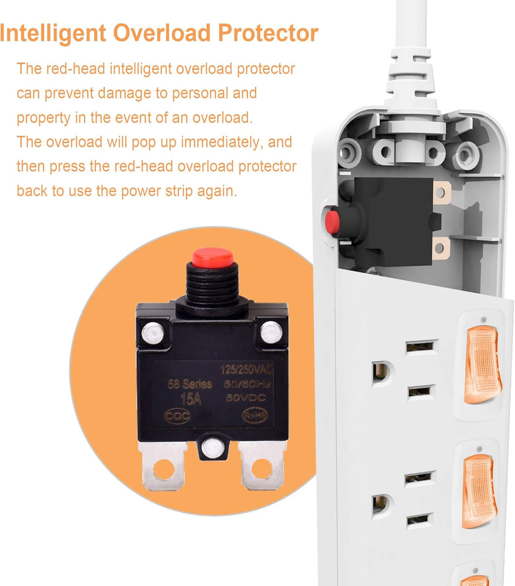4 Outlets Surge Protector Power Strip with Individual Switch G496