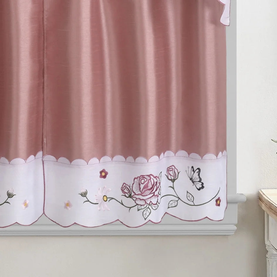 Pink 3-Piece Kitchen Curtain Tiers & Swag Set, 58x36 & 28x36 inches H550