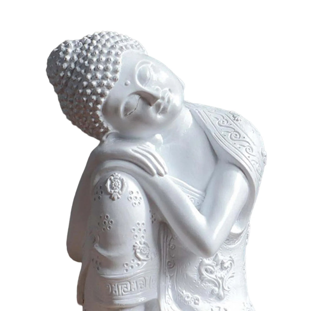 White 23cm Resin Sleeping Buddha Statue Sculpture A646