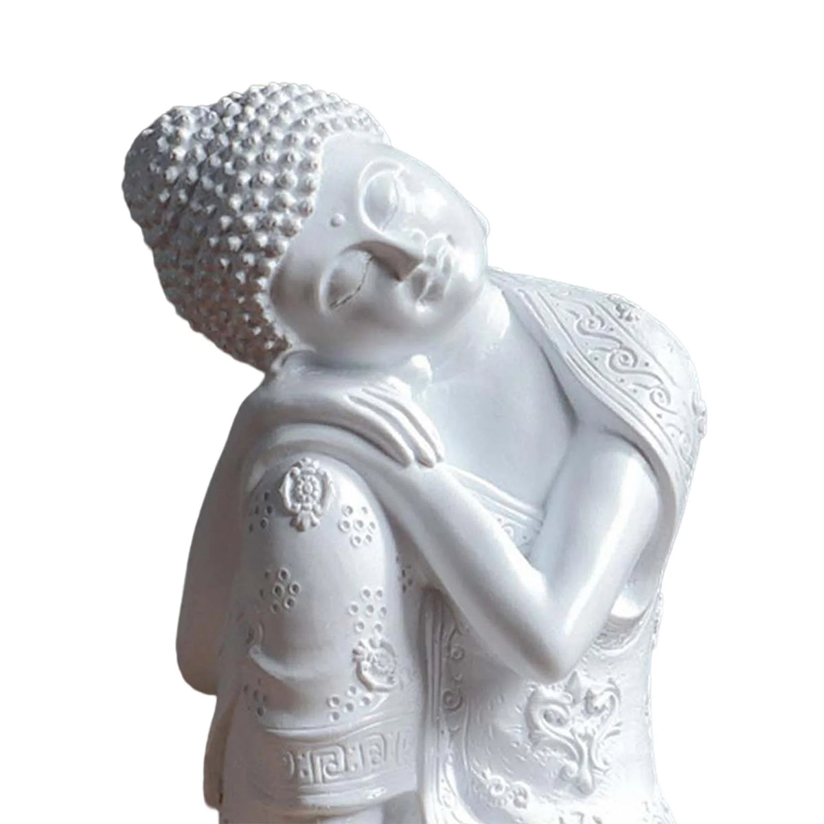 White 23cm Resin Sleeping Buddha Statue Sculpture A646