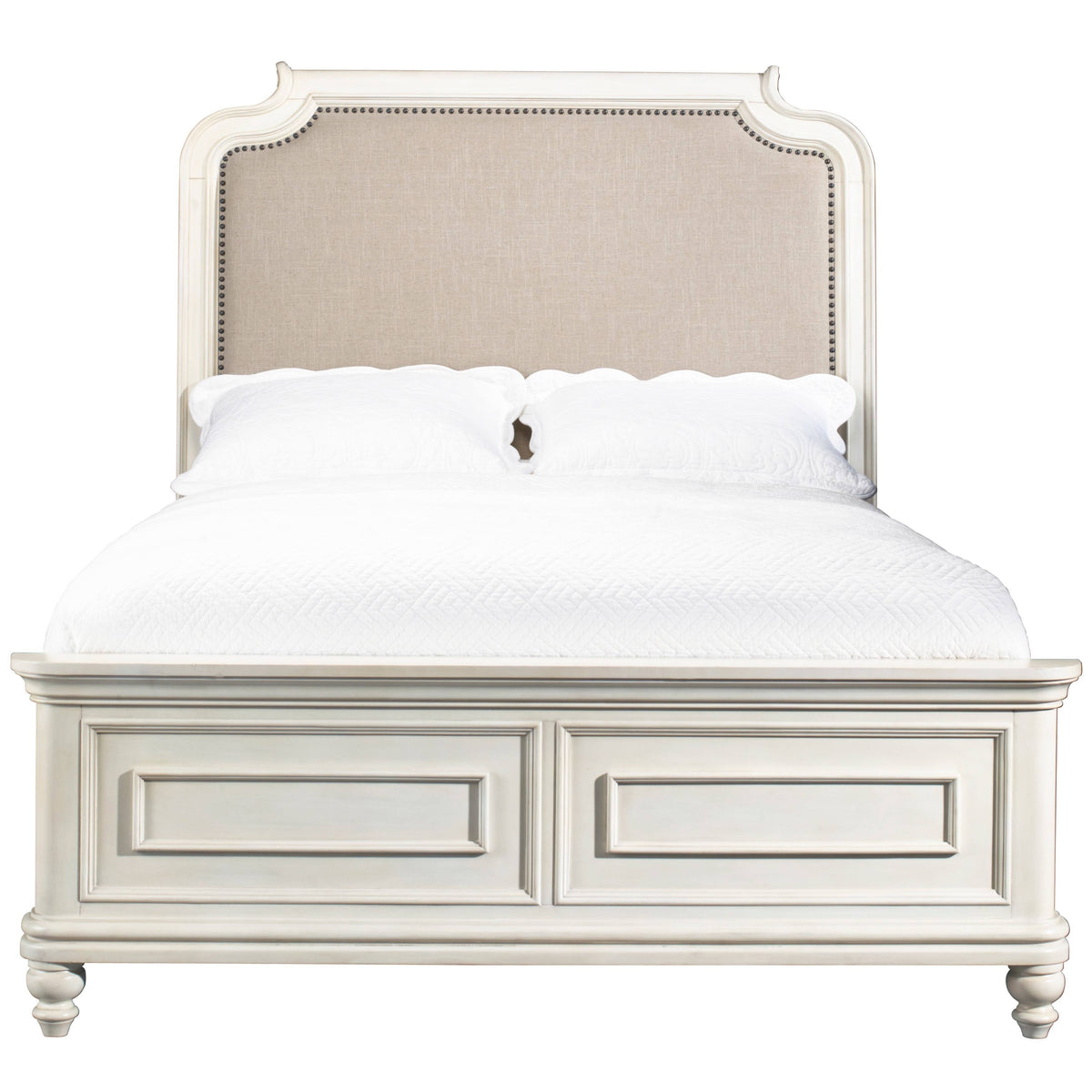 White Full Upholstered Youth Bed L872