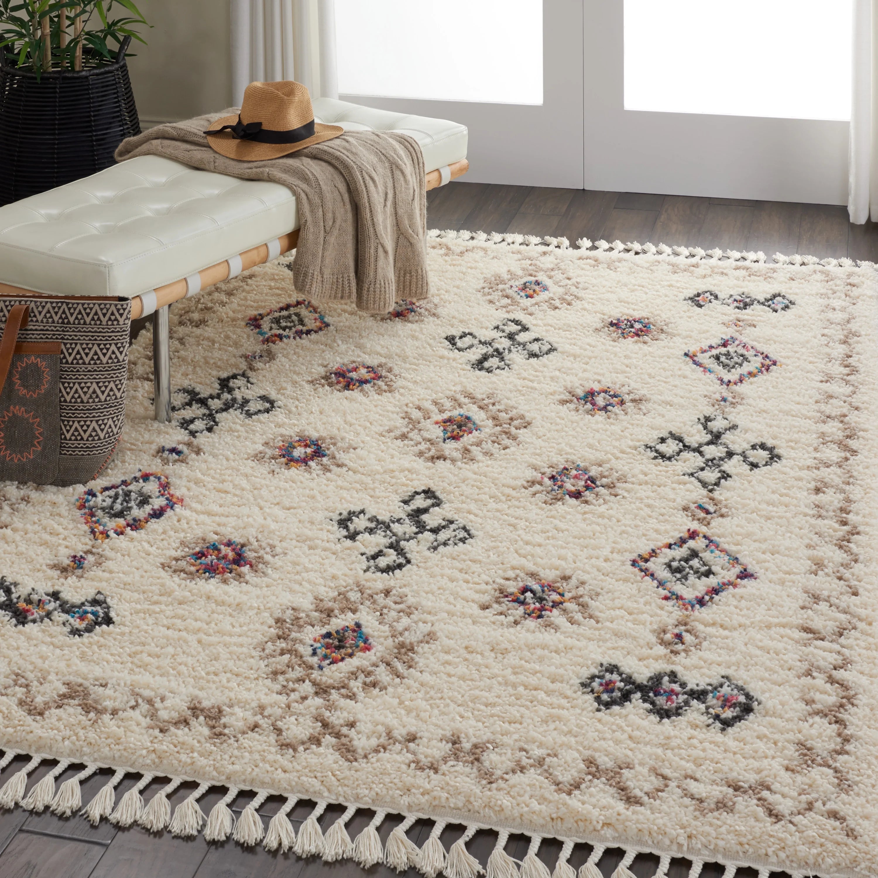 Ivory Shag Area Rug U755