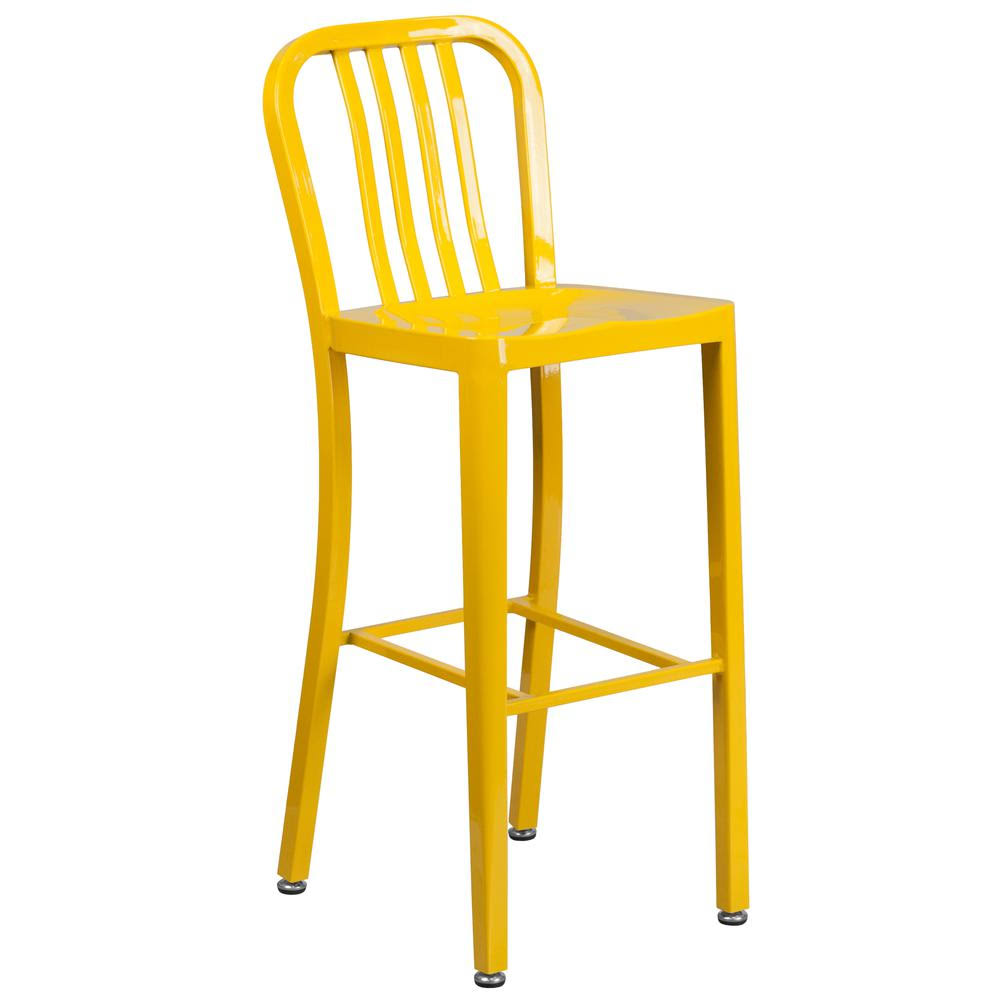 Yellow Metal Indoor-Outdoor Barstool X73783