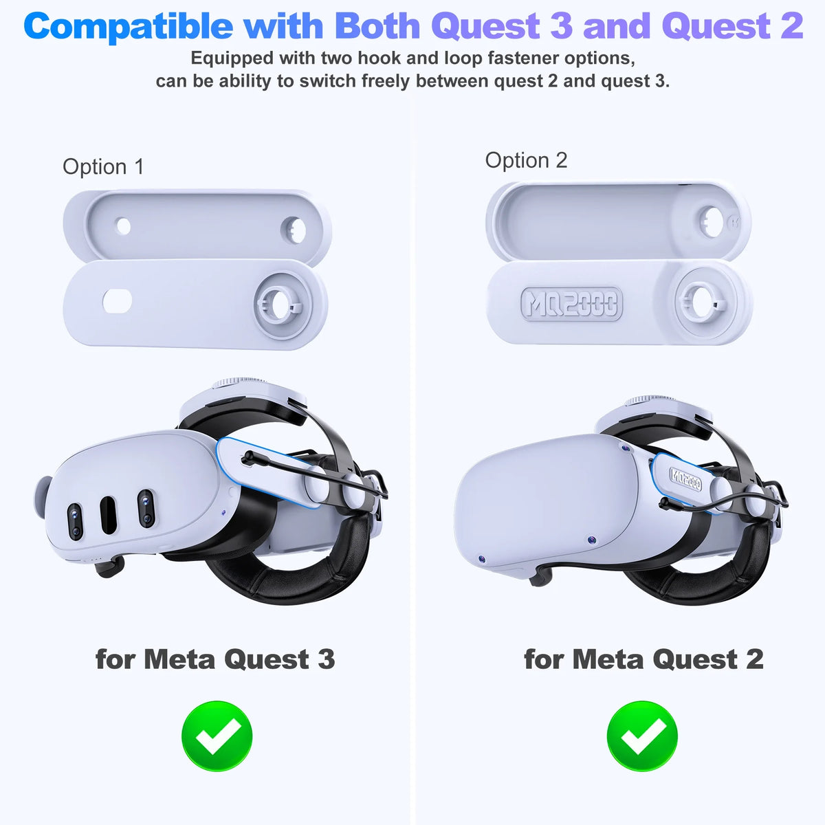Head Strap with 7500mAh Rechargeable Battery for Quest 2 & 3 VR Headset A84991