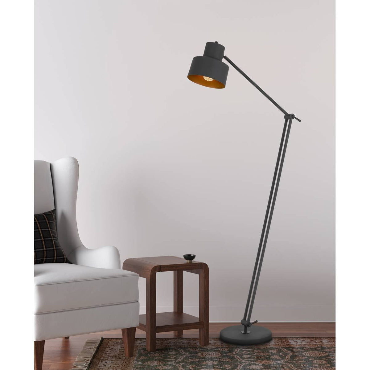 Matte Black Metal Adjustable Height Floor Lamp X29541