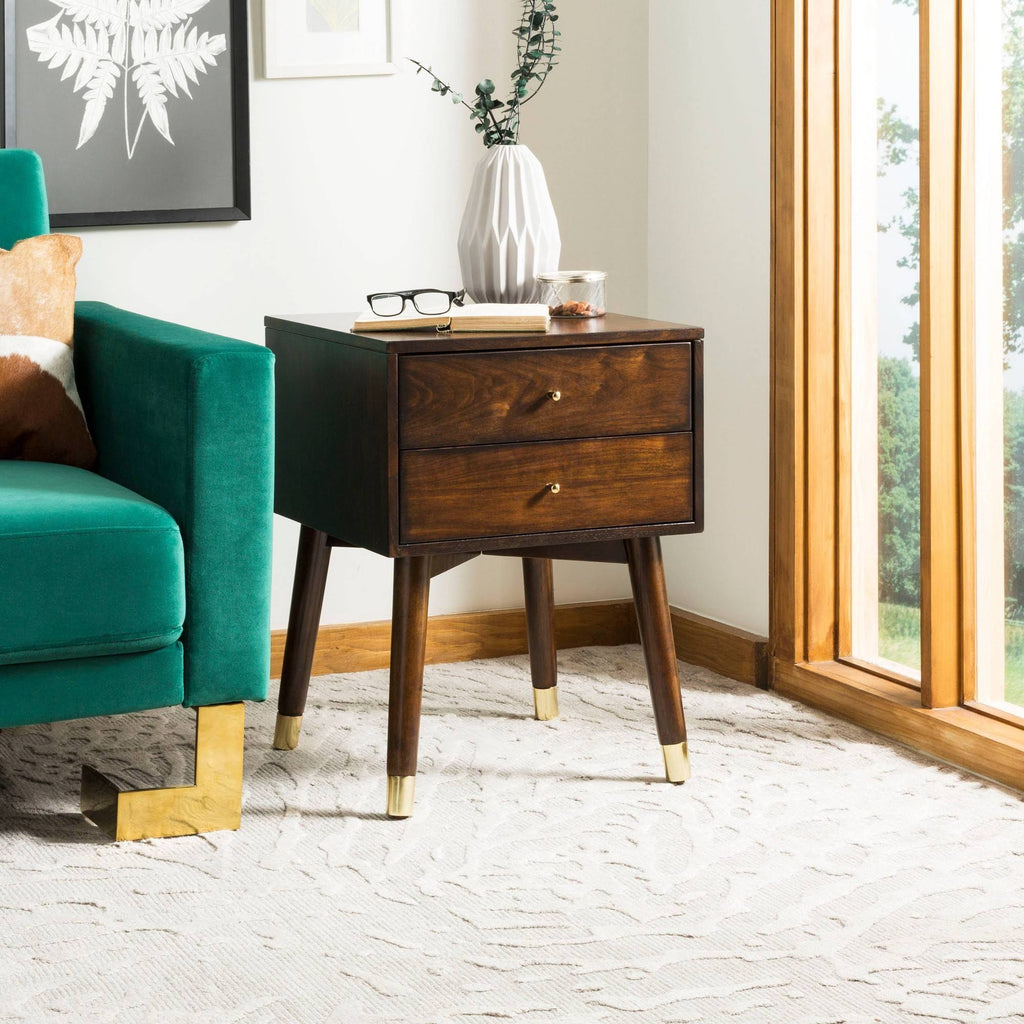 Walnut/Gold Cap Nightstand C256155