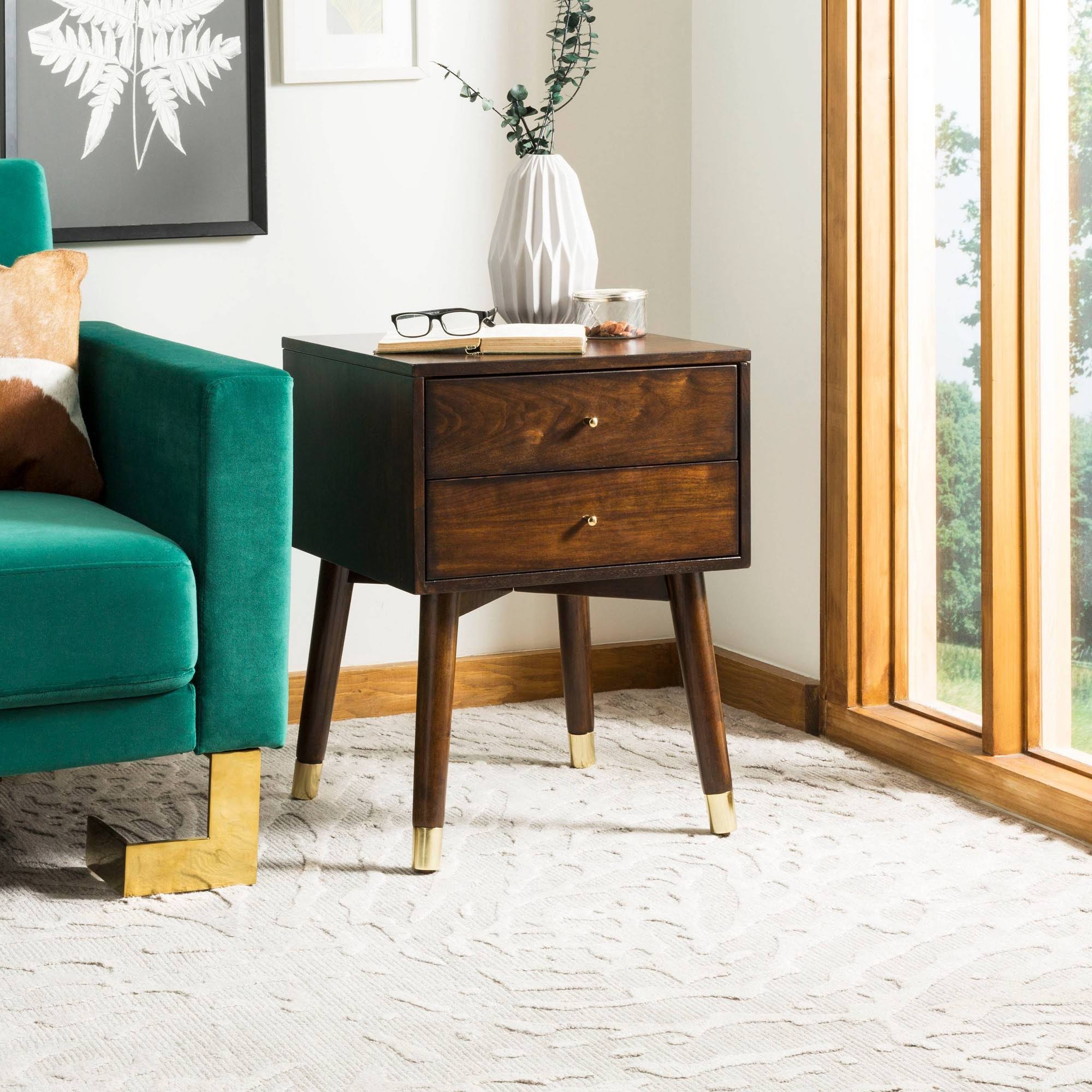 Walnut/Gold Cap Nightstand C256155
