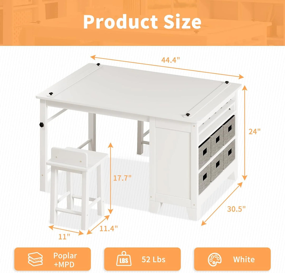Kids Art Table and Chair Set with Storage Shelves and Paper Roll G84422