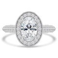14K White Gold Oval Diamond Halo Engagement Ring U157