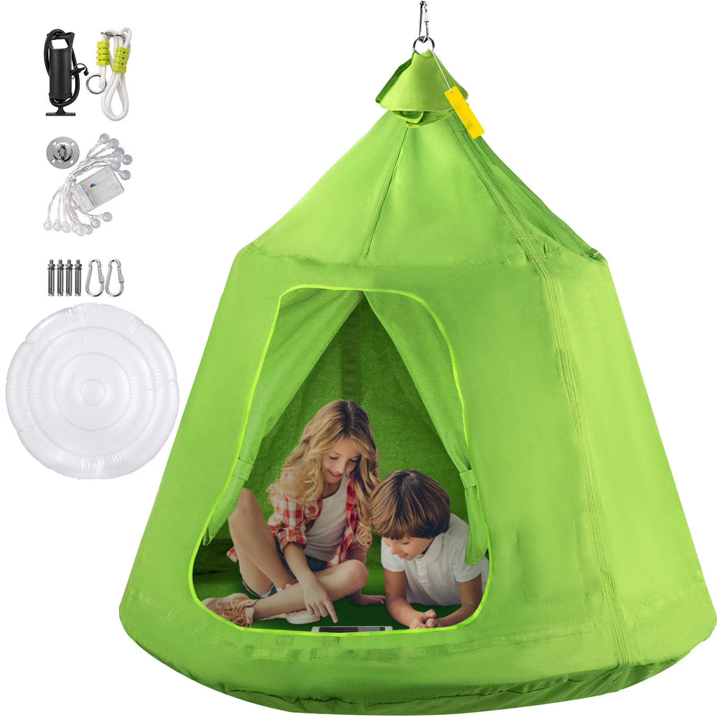 Green Hanging Tree Tent With LED String Lights U13803