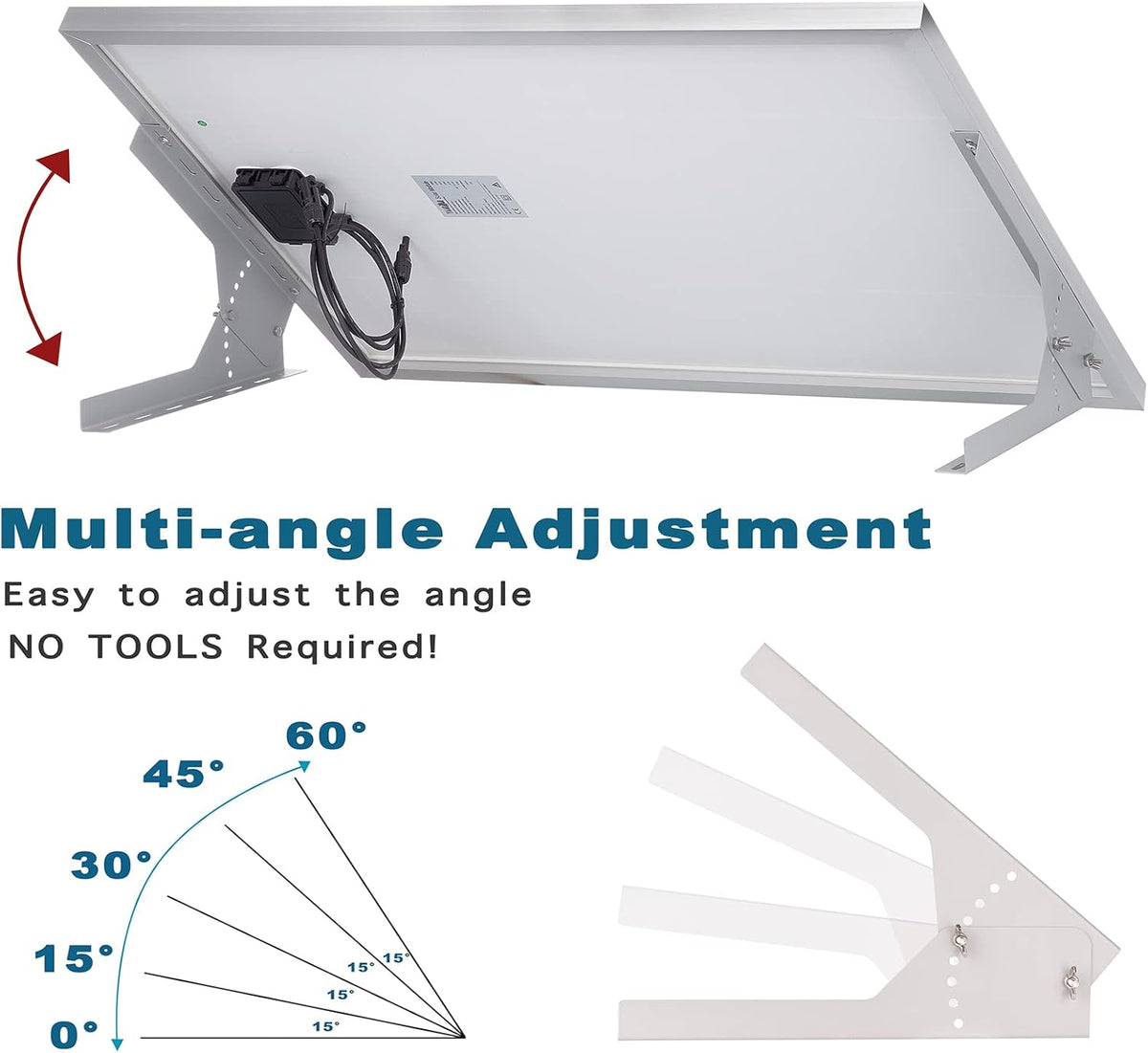 100 Watt 12V Solar Panel Kit with Adjustable Tilt Mount Brackets and 30A PWM Solar Charge Controller W454637