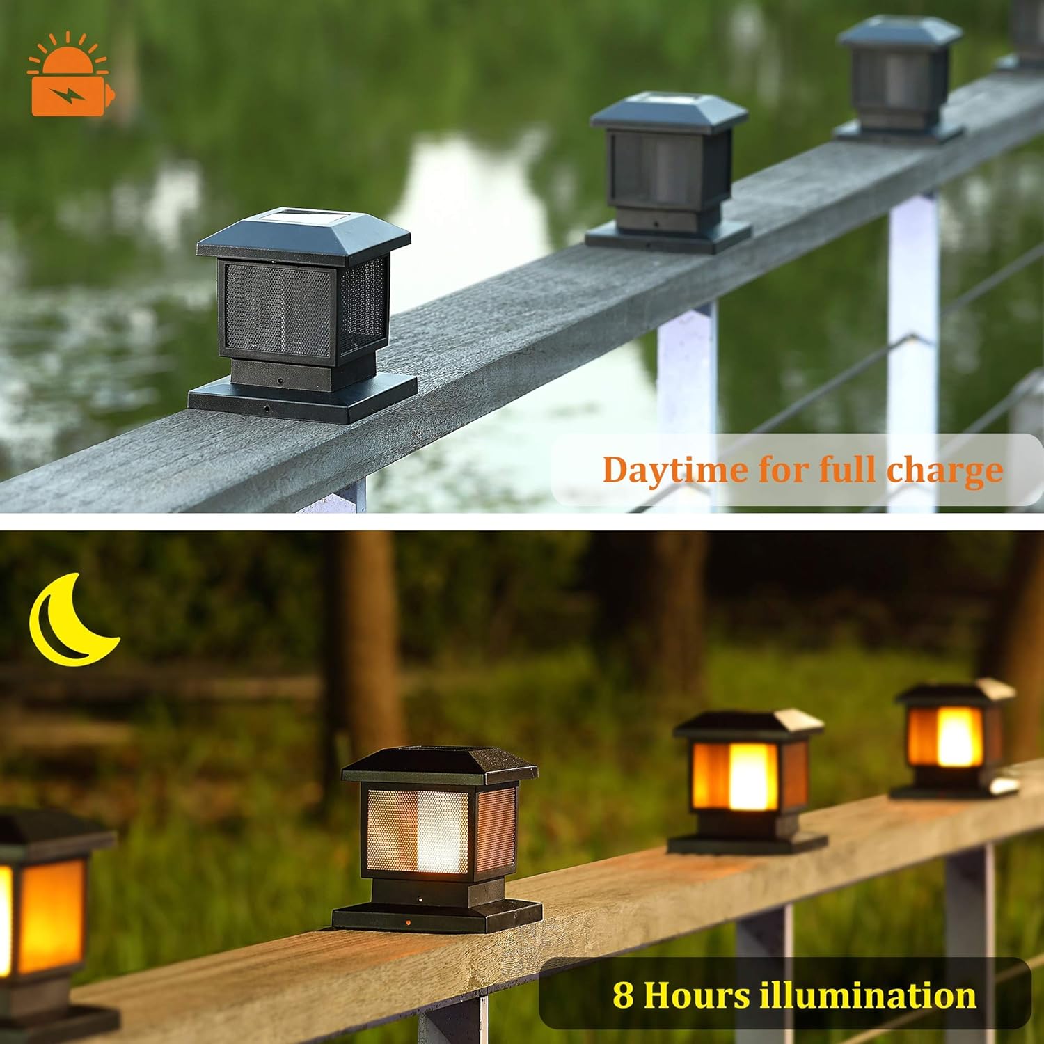 6 Pack Solar Flame Post Lights M822