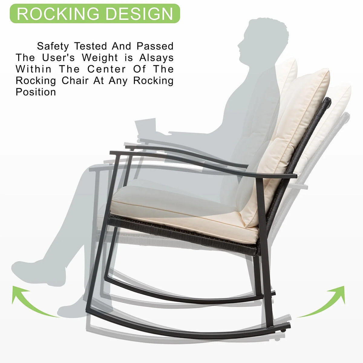 3 Piece Beige Outdoor Rocking Chair Set J21079