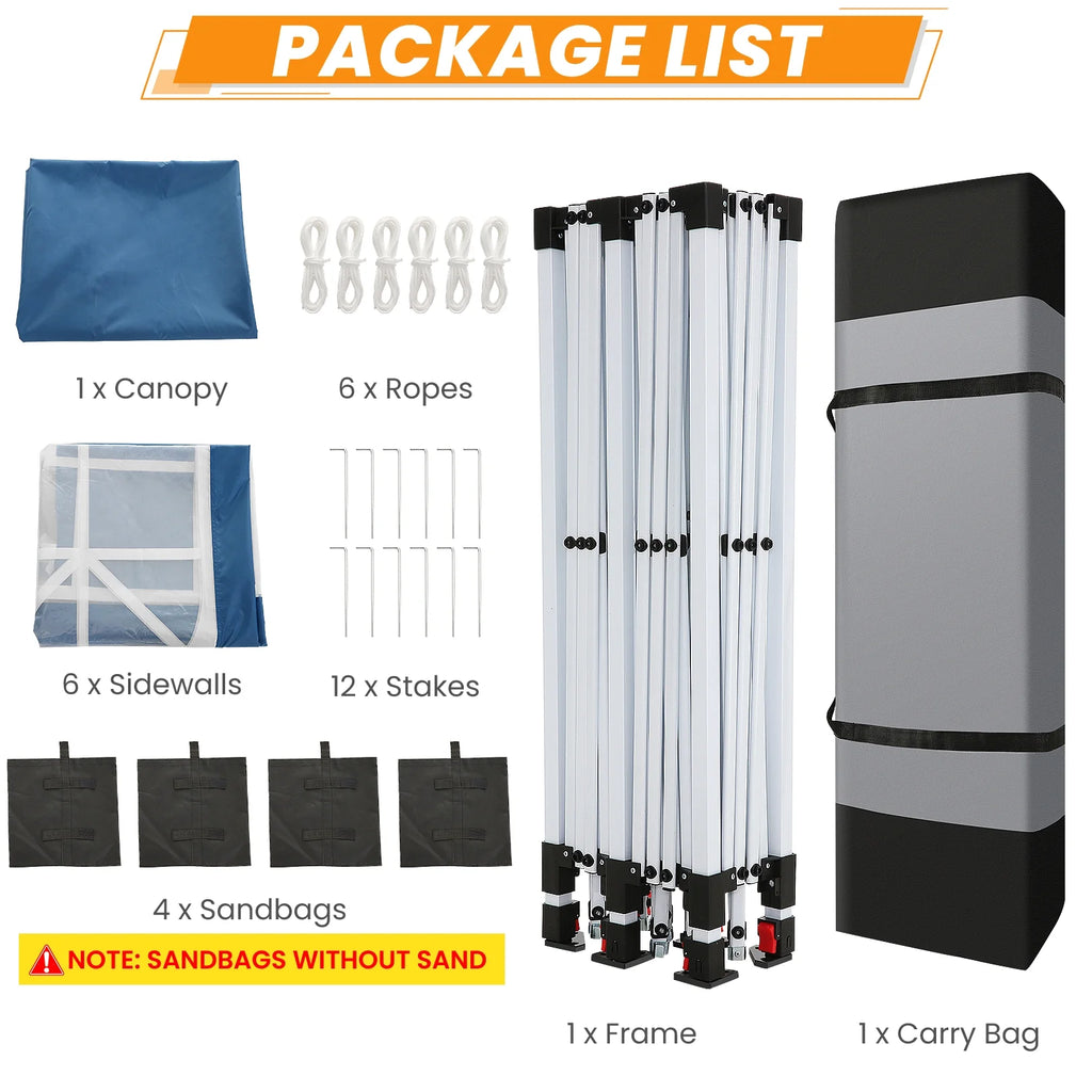 10'x20' Waterproof Commercial Pop up Canopy Tent with 4 Sandbags A4858