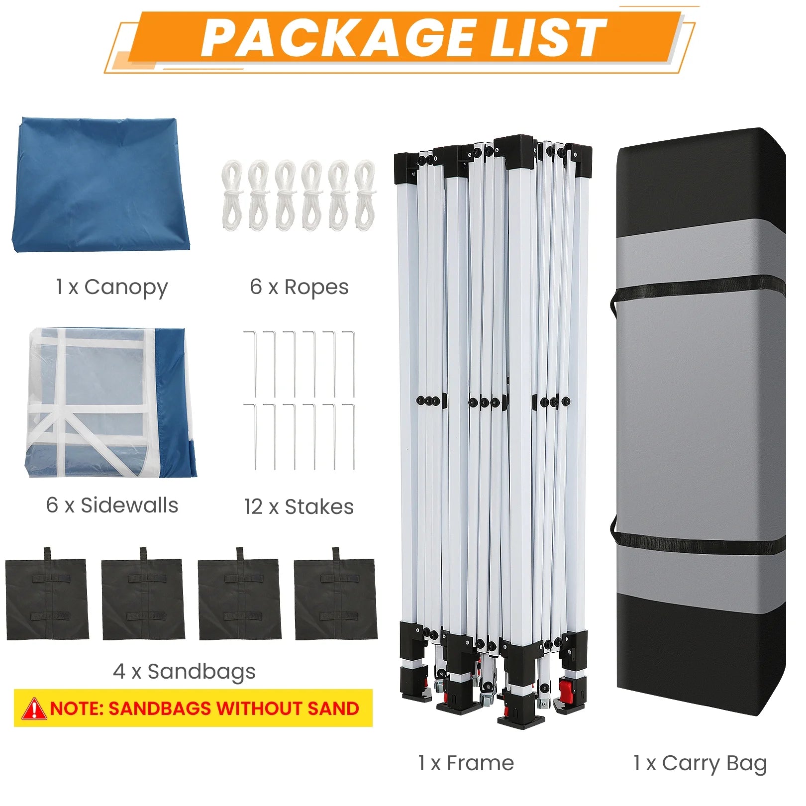 10'x20' Waterproof Commercial Pop up Canopy Tent with 4 Sandbags A4858