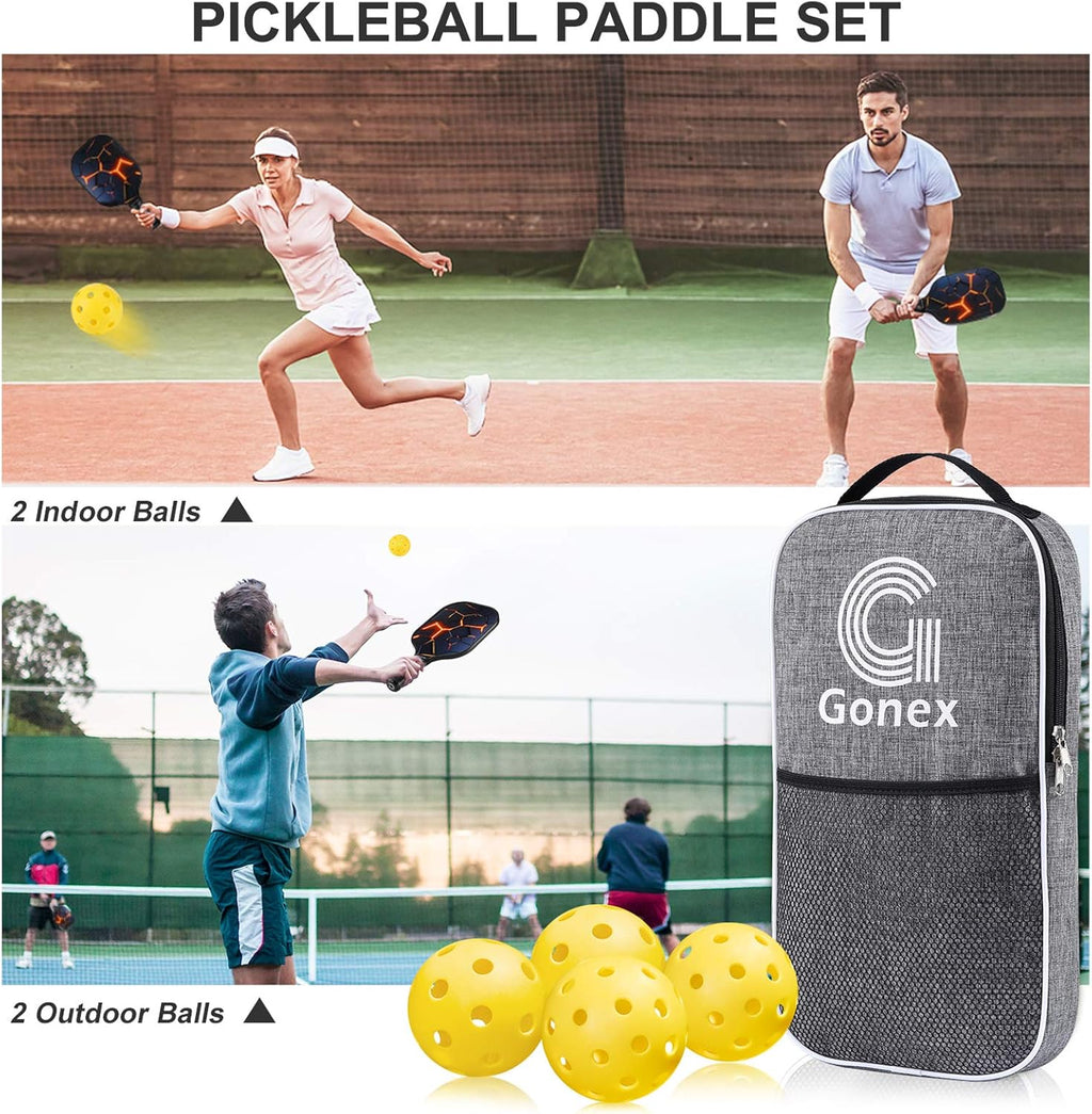 Graphite Pickleball Paddles Set of 2 with 4 Balls and Carry Bag G820994