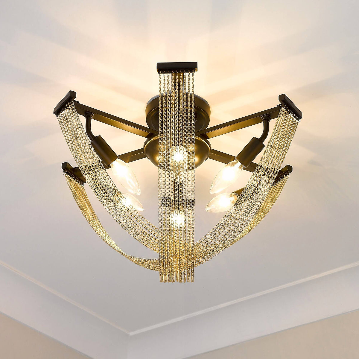 6 Light Semi-Flush Matte Black U10541