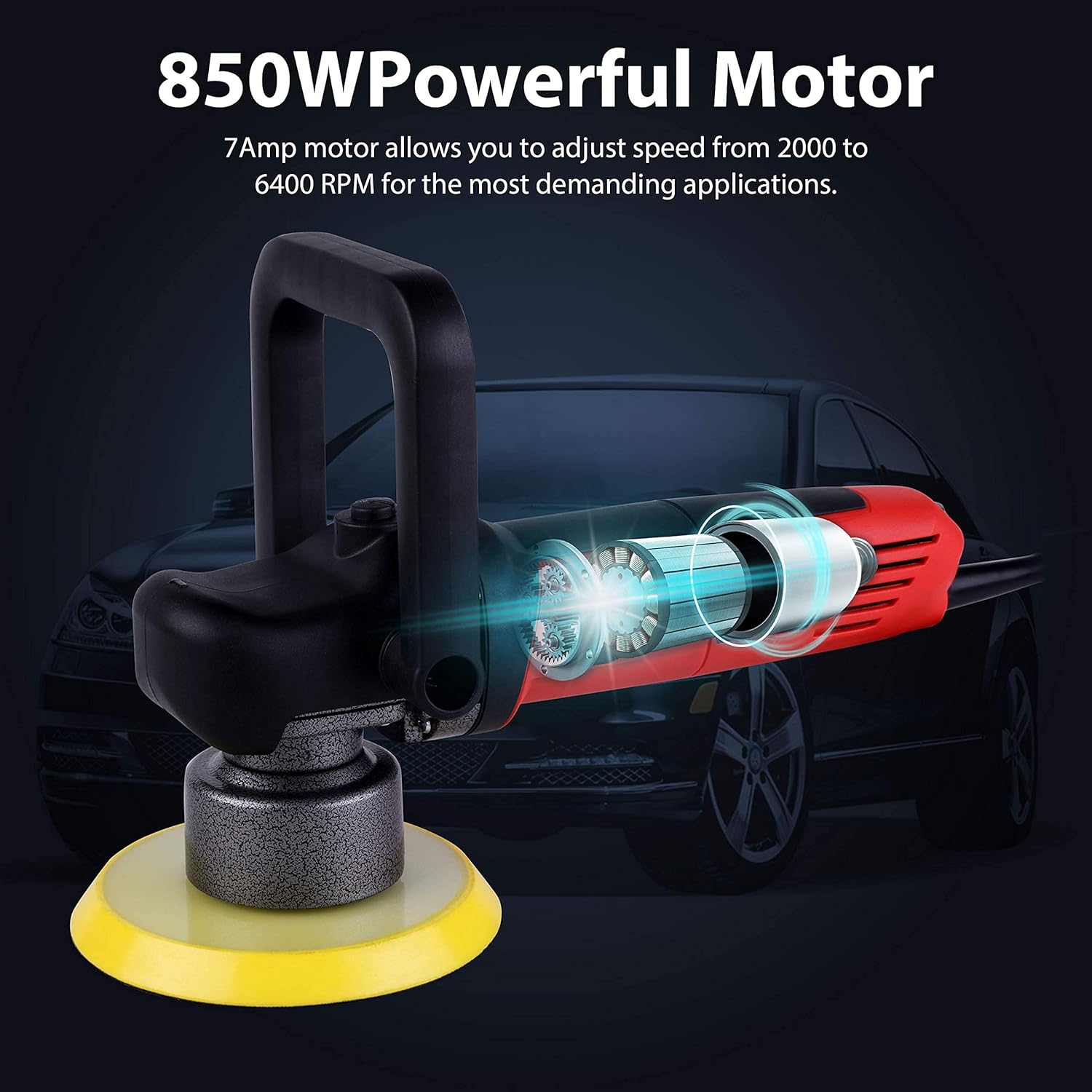 3-Inch Dual Action Car Polisher with 4 Foam & 1 Wool Pads M325