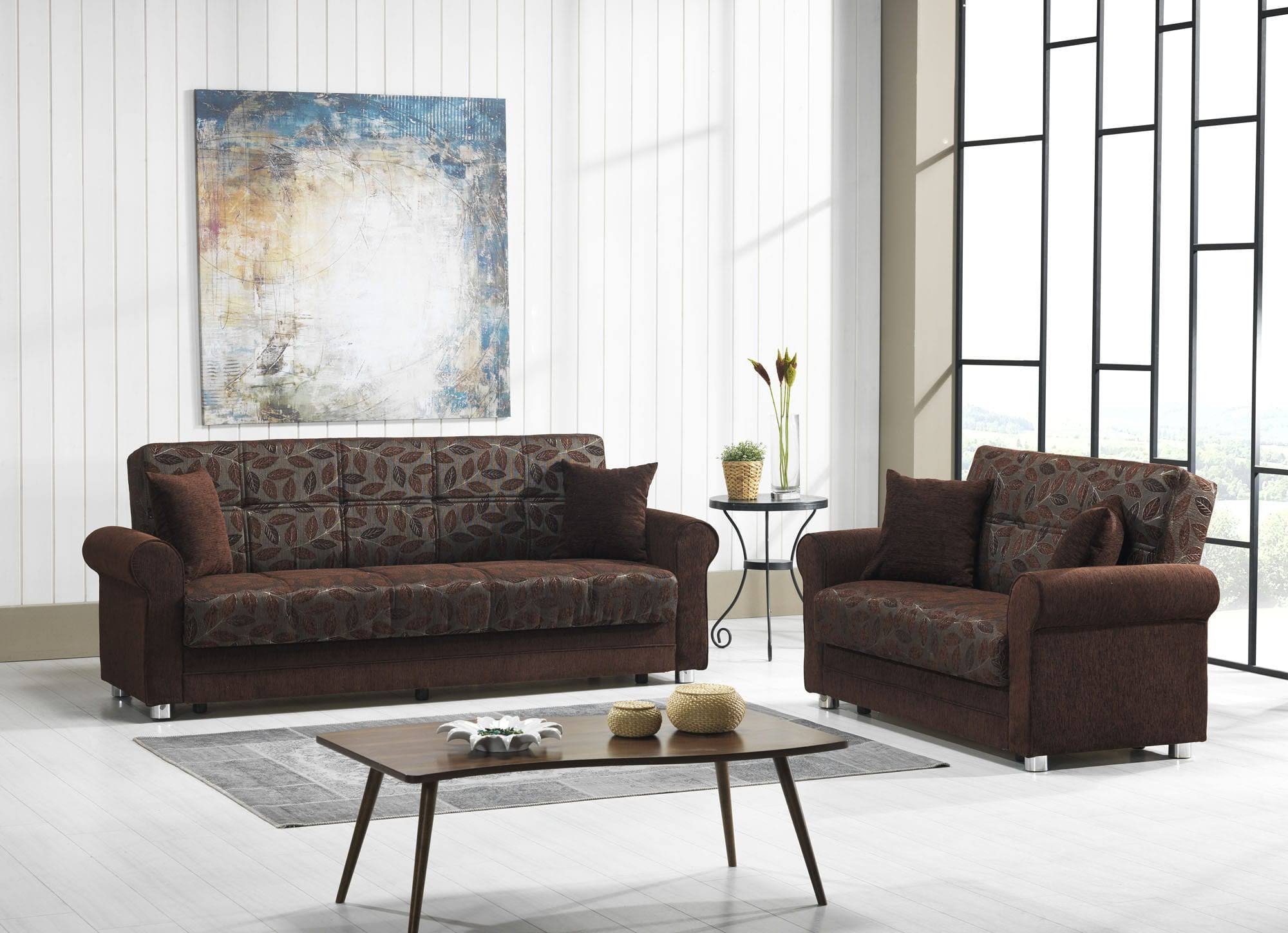 Dark Brown Chenille Loveseat P529